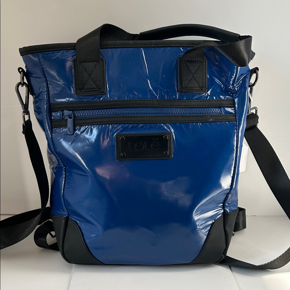 LOLE unisex Shiny Blue and Black Backpack